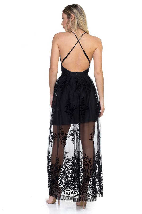 Mesh illusion maxi dress
