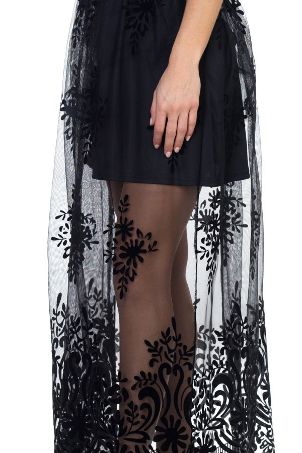 Mesh illusion maxi dress