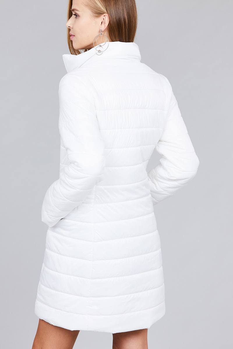 Long sleeve quilted long padding jacket