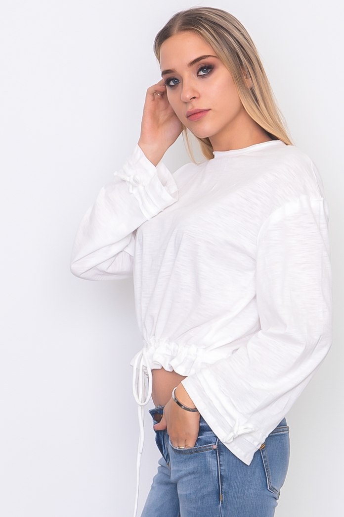 Drawstring hem jersey top