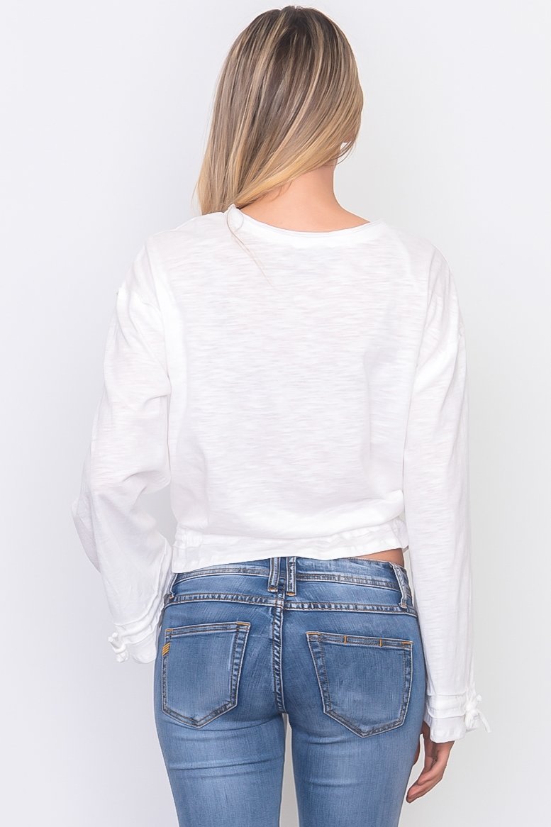 Drawstring hem jersey top