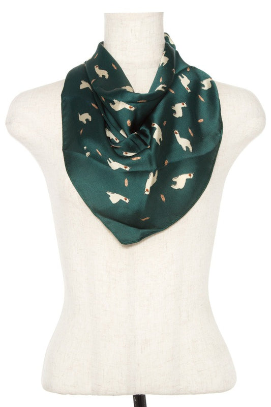 Llama print silk scarf