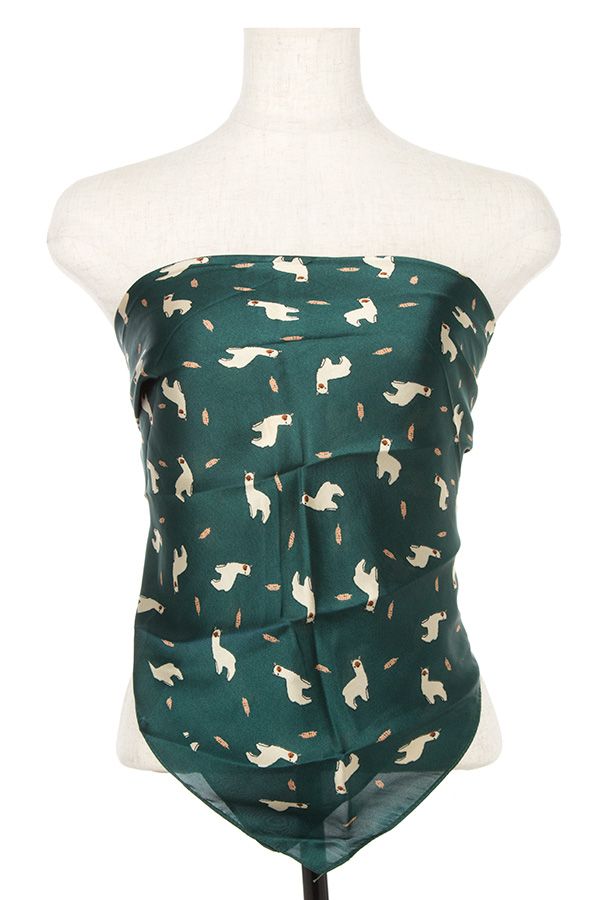Llama print silk scarf