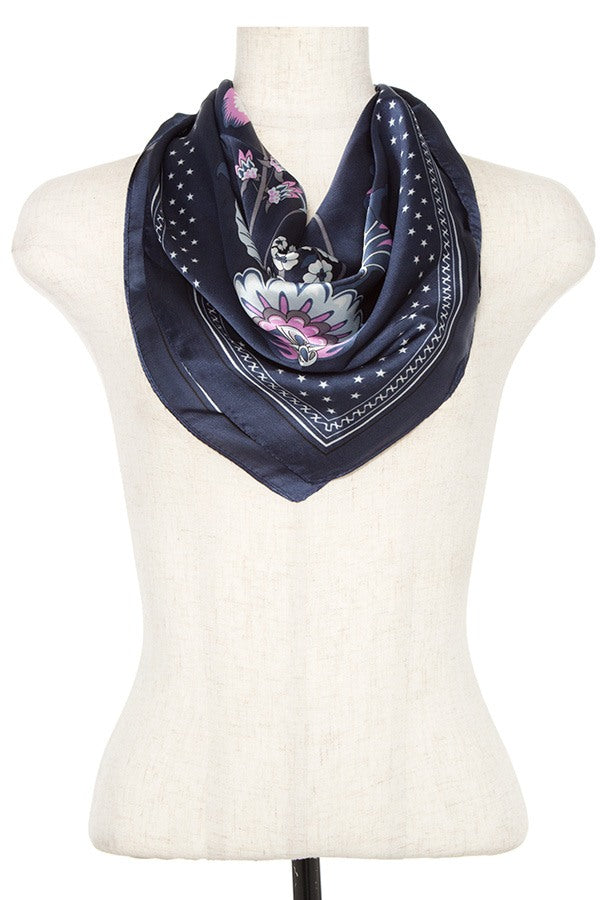 Floral pattern silk scarf