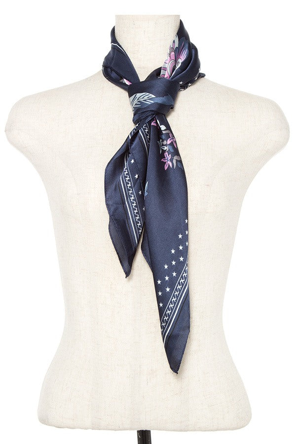 Floral pattern silk scarf