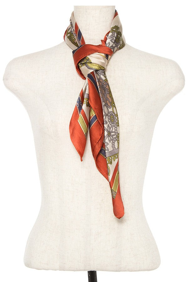 Mix pattern silk scarf