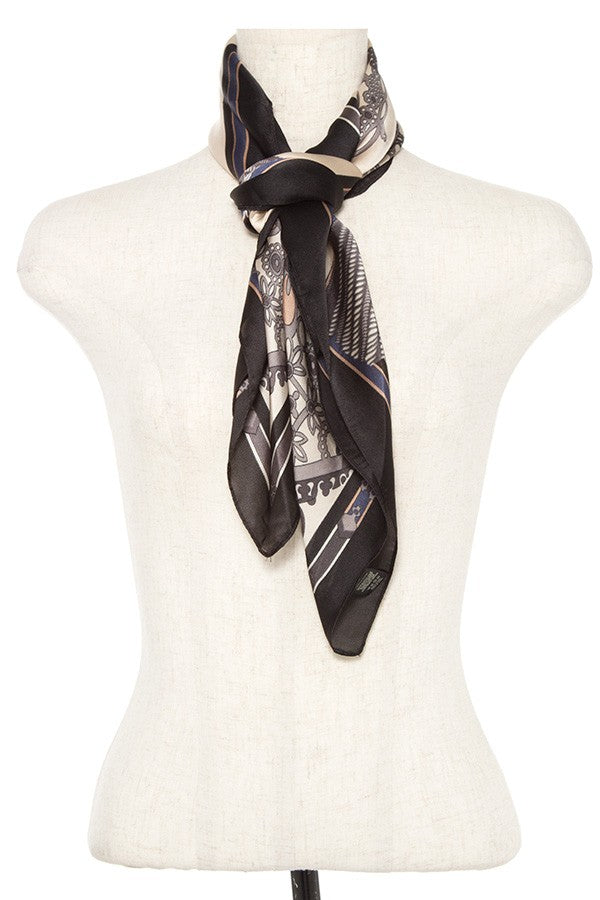 Mix pattern silk scarf