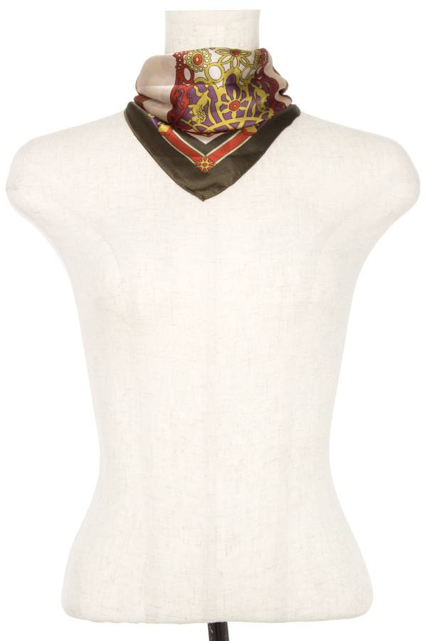 Mix pattern silk scarf