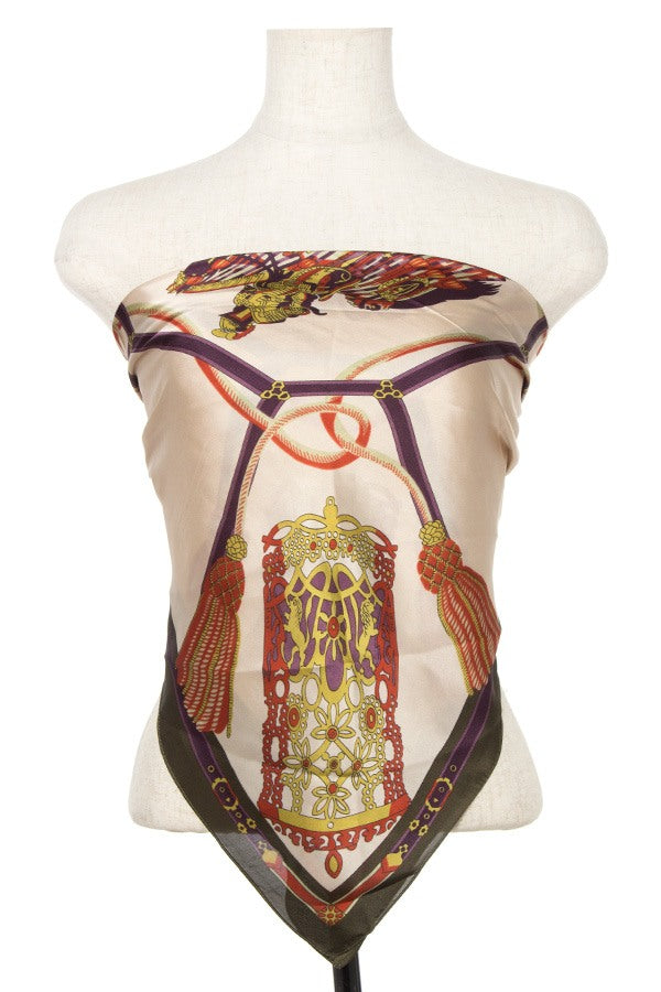 Mix pattern silk scarf