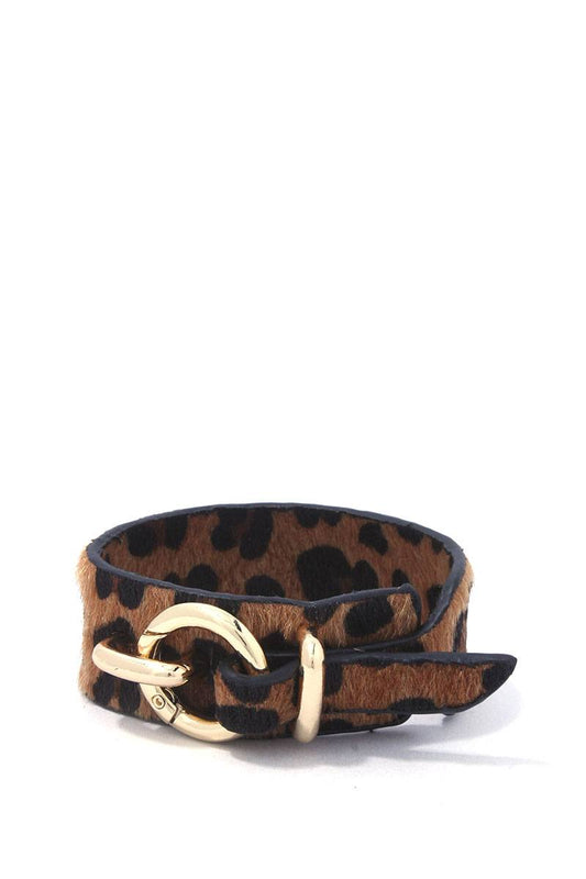 Animal print faux fur bracelet