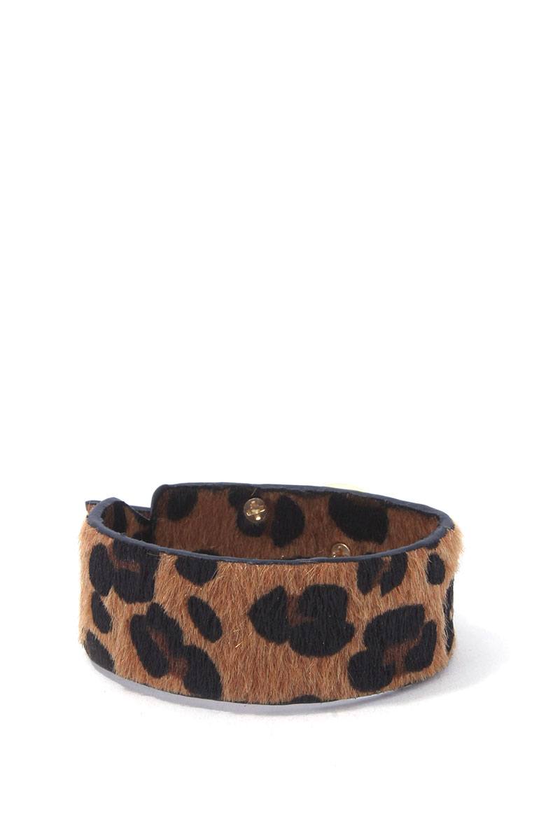 Animal print faux fur bracelet