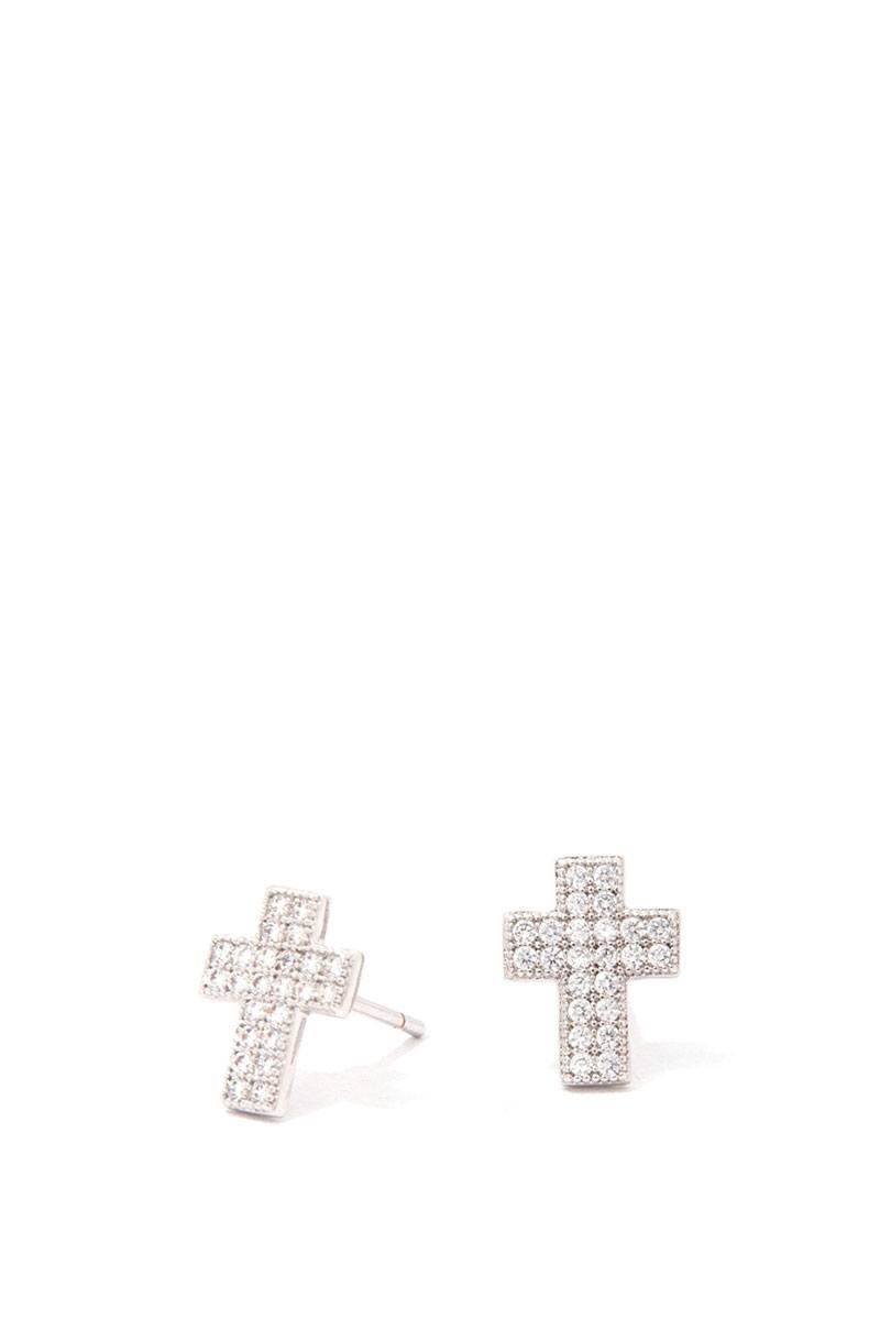 Rhinestone cross stud earring