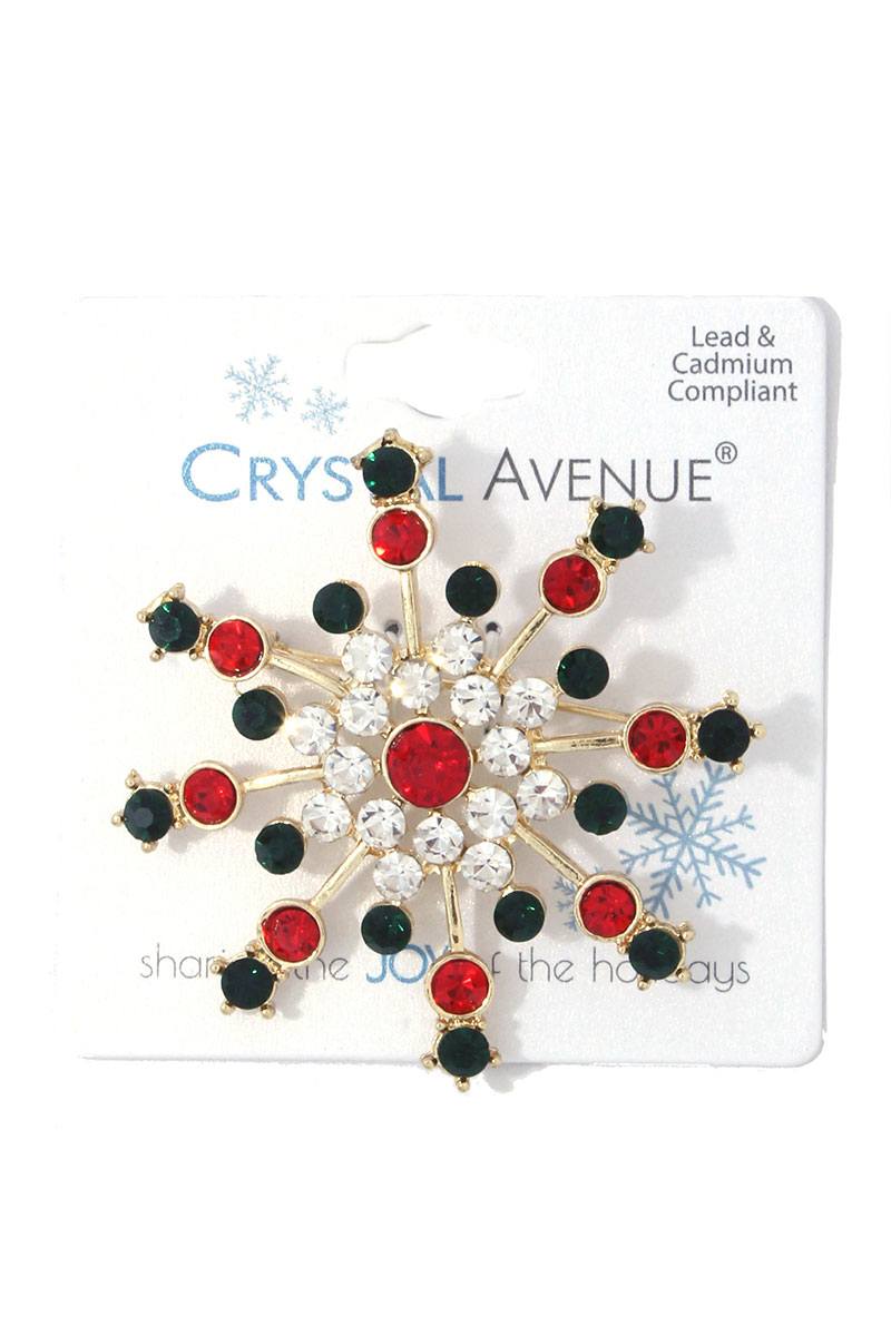 Rhinestone snowflake brooch