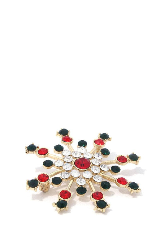 Rhinestone snowflake brooch