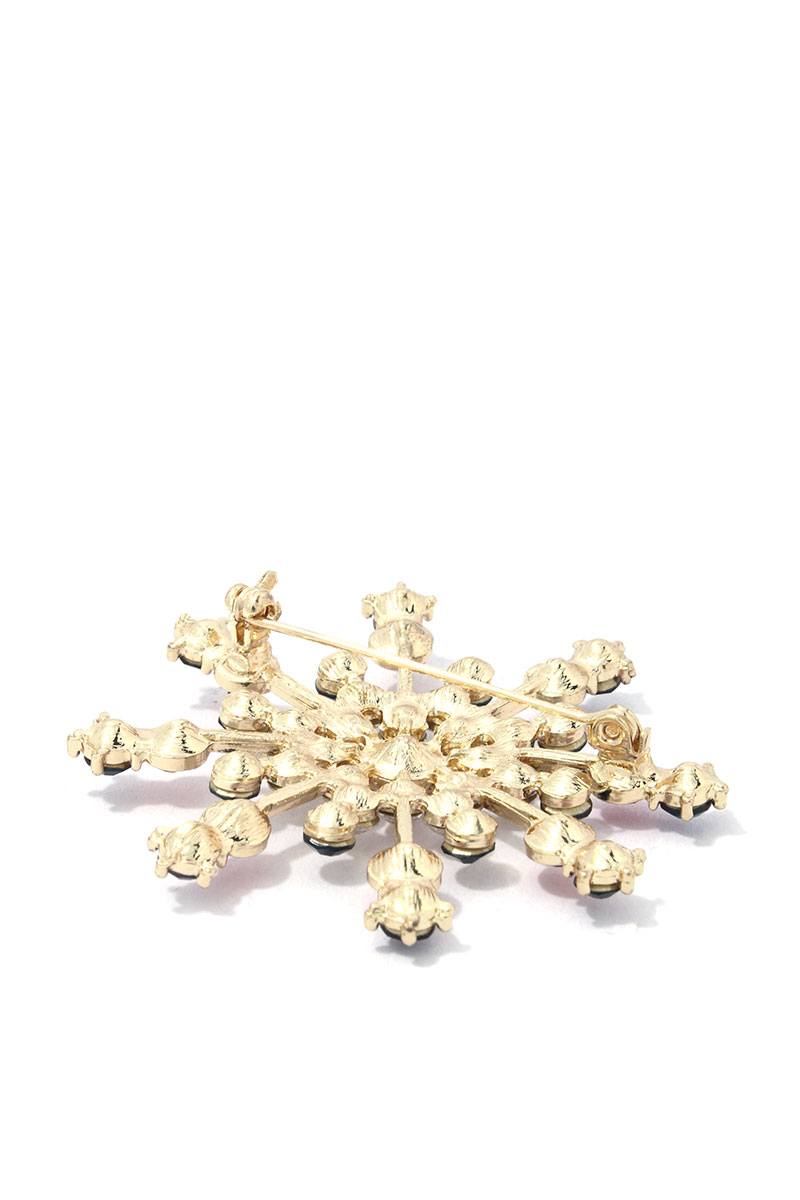 Rhinestone snowflake brooch