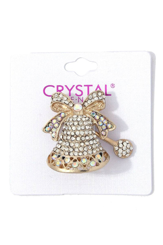 Rhinestone bell brooch