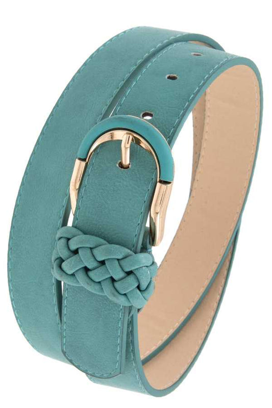 Braid accent buckle leather belt