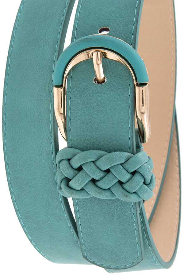 Braid accent buckle leather belt
