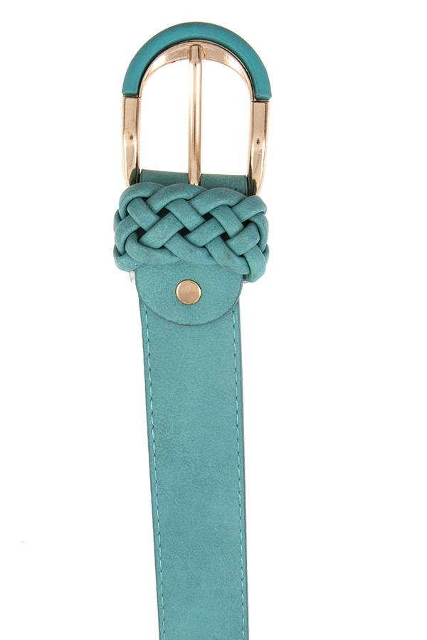 Braid accent buckle leather belt