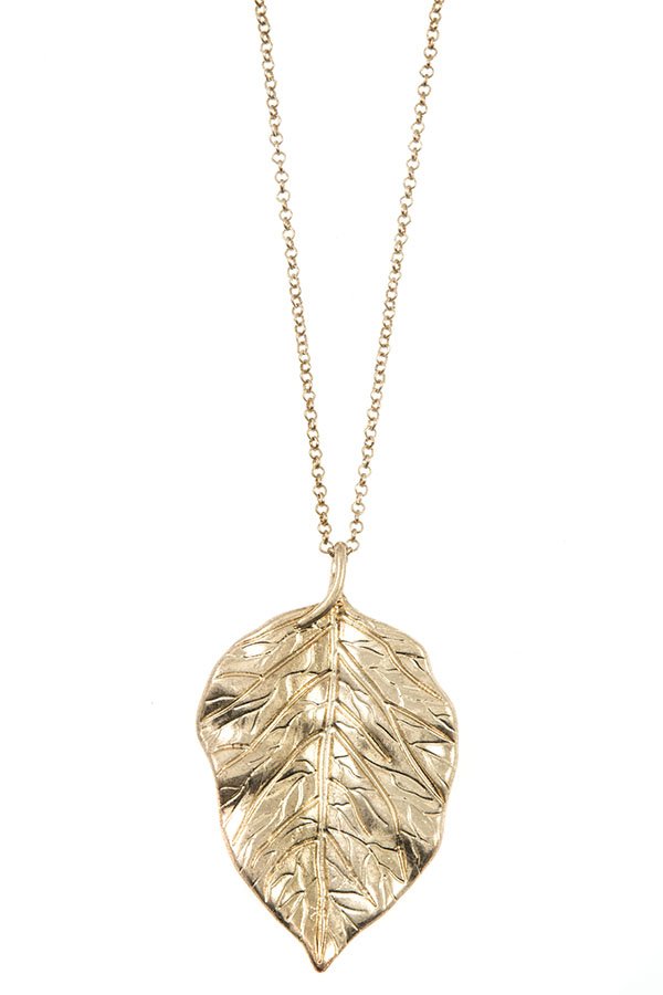 Leaf pendant long necklace set