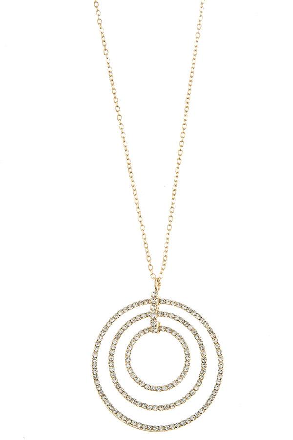 Rhinestone multi ring pendant necklace set