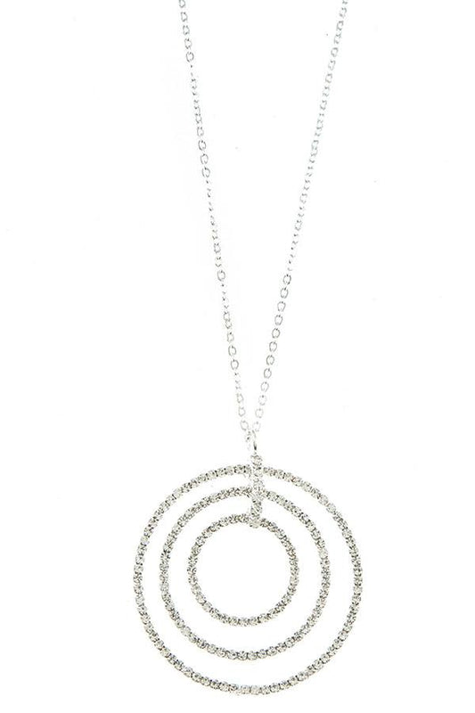 Rhinestone multi ring pendant necklace set