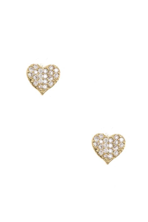 Dented cz stone heart earring