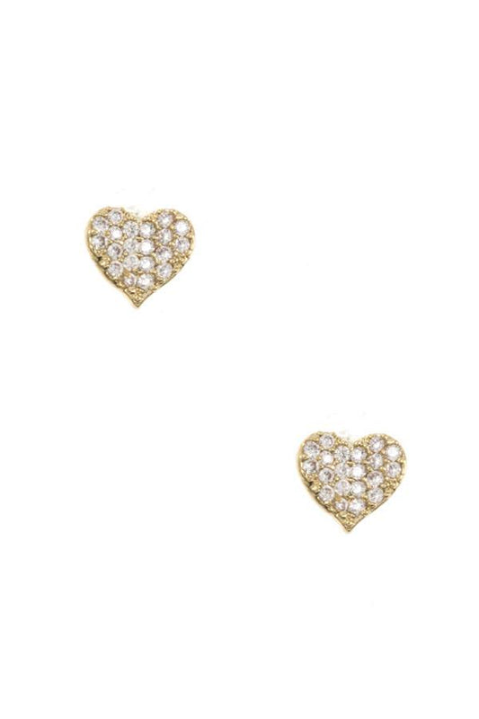 Dented cz stone heart earring