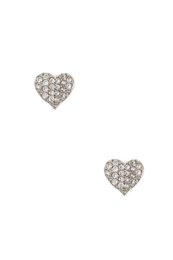 Dented cz stone heart earring