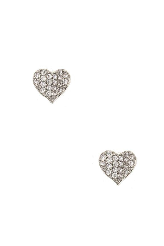 Dented cz stone heart earring
