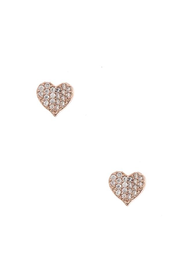 Dented cz stone heart earring