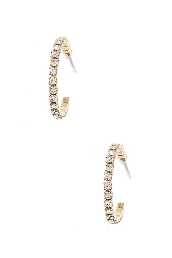 Rhinestone pave semi hoop earring