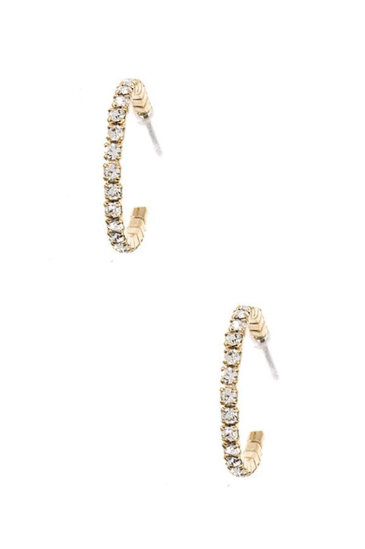 Rhinestone pave semi hoop earring