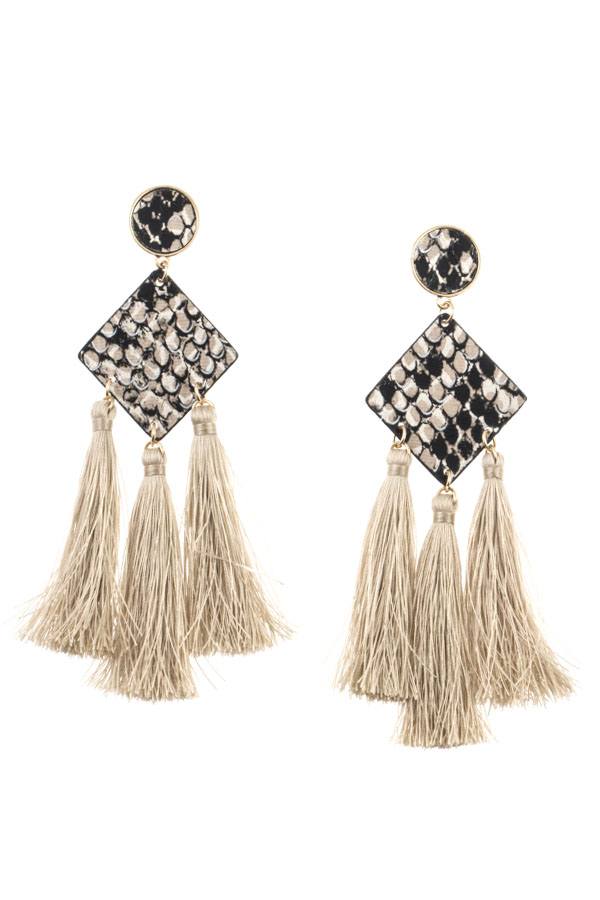 Tassel drop snake pattern earring