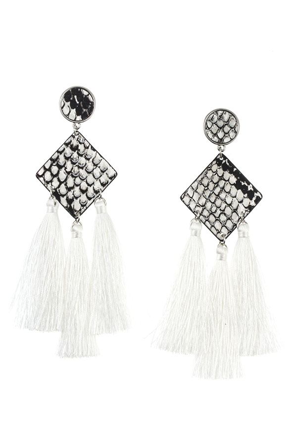 Tassel drop snake pattern earring
