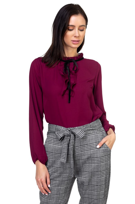 Ruffle mock pussycat bow shirt