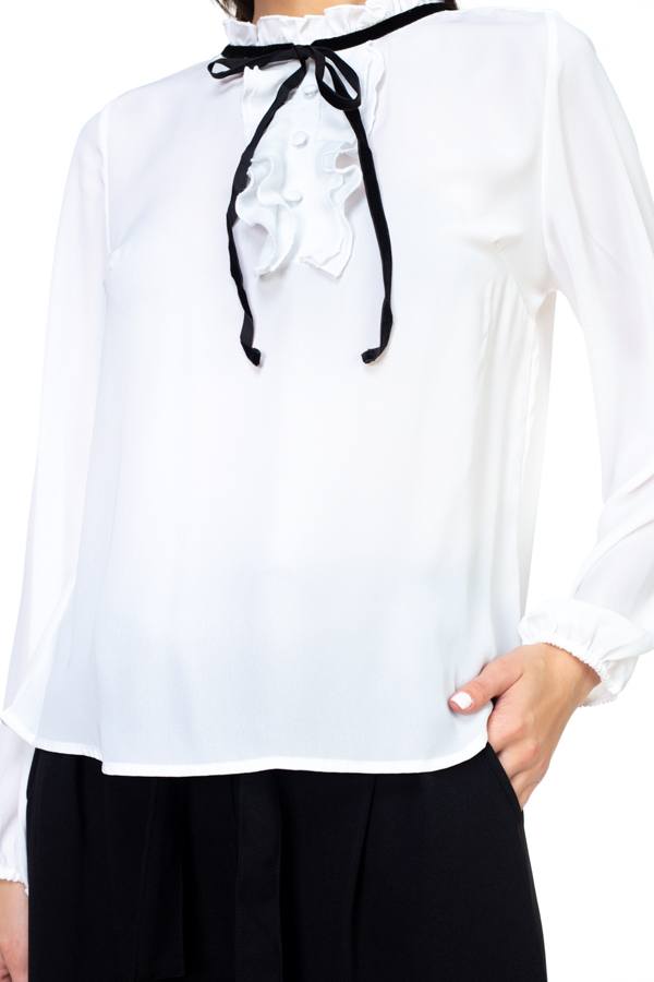 Ruffle mock pussycat bow shirt