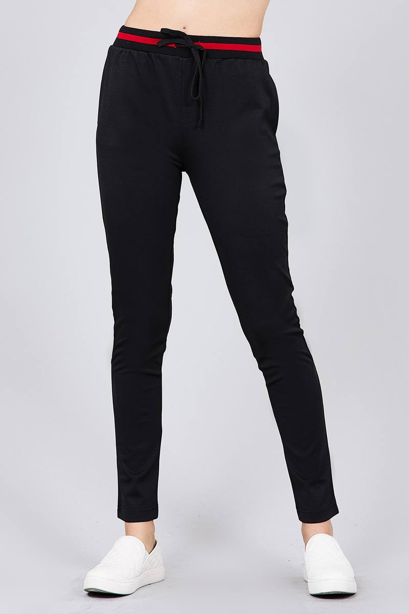Contrast stripe patch pocket jacket and drawstring waist jogger pants set