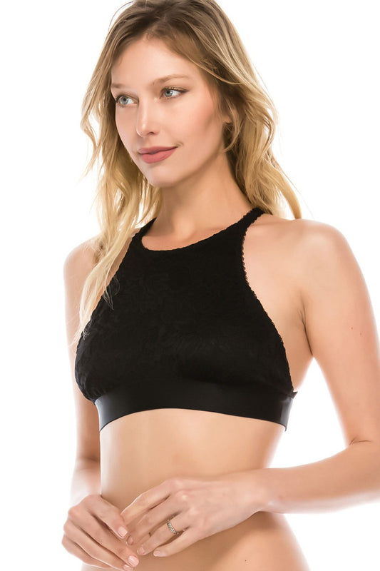 Embroidered floral lace bralette