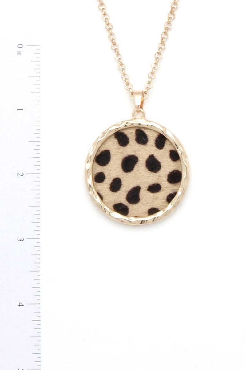 Animal Print Circle Pendant Necklace