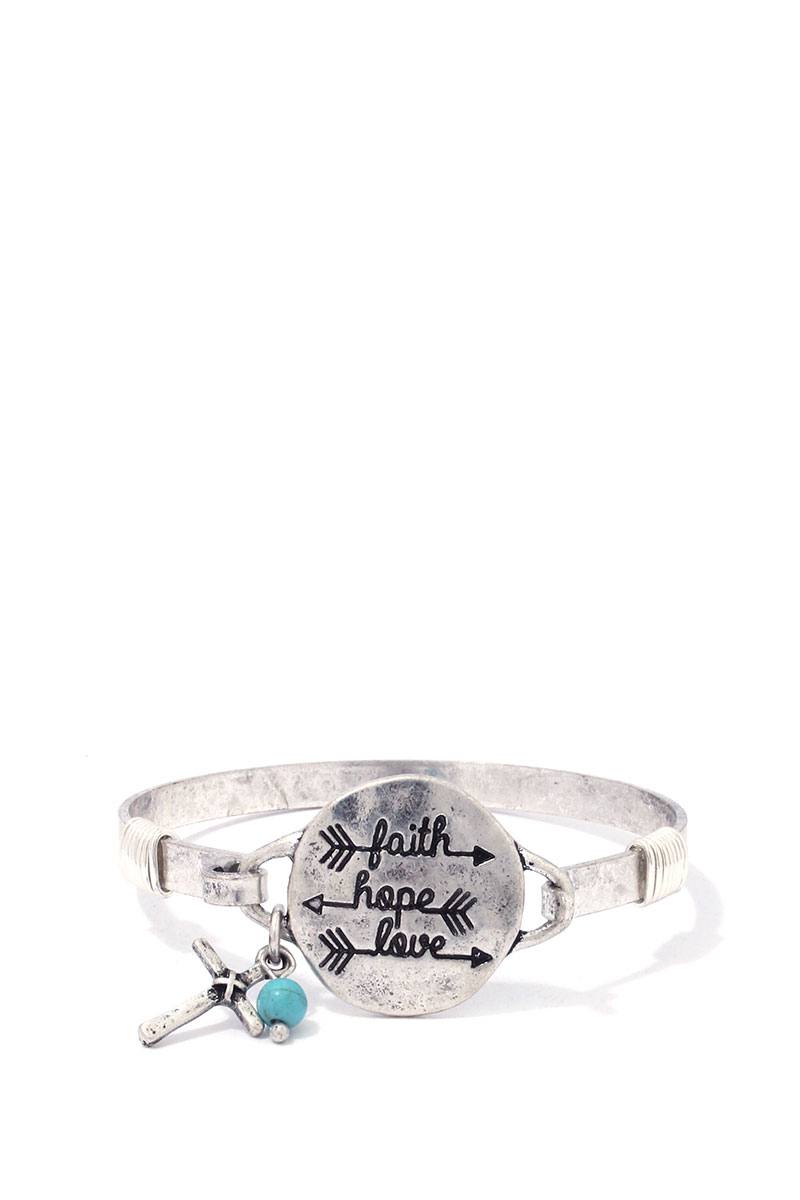 "faith Hope Love" Engraved Metal Bracelet