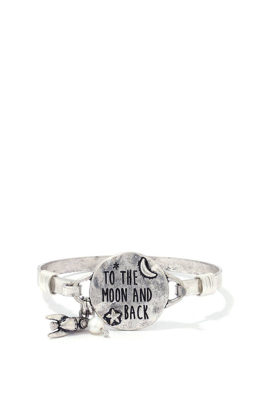 "to The Moon And Back" Engraved Metal Bracelet
