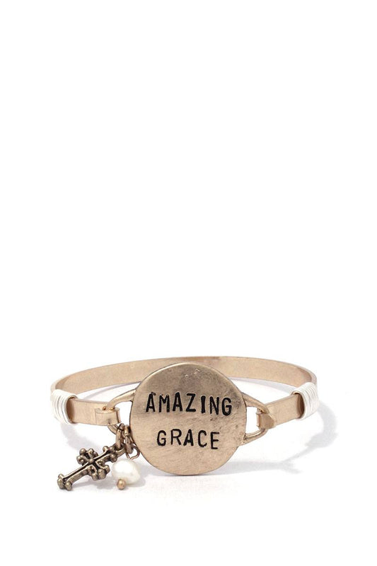"amazing Grace" Engraved Metal Bracelet new design22