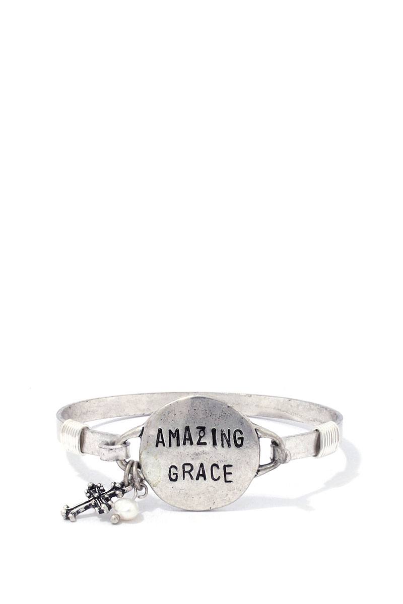 "amazing Grace" Engraved Metal Bracelet new design22