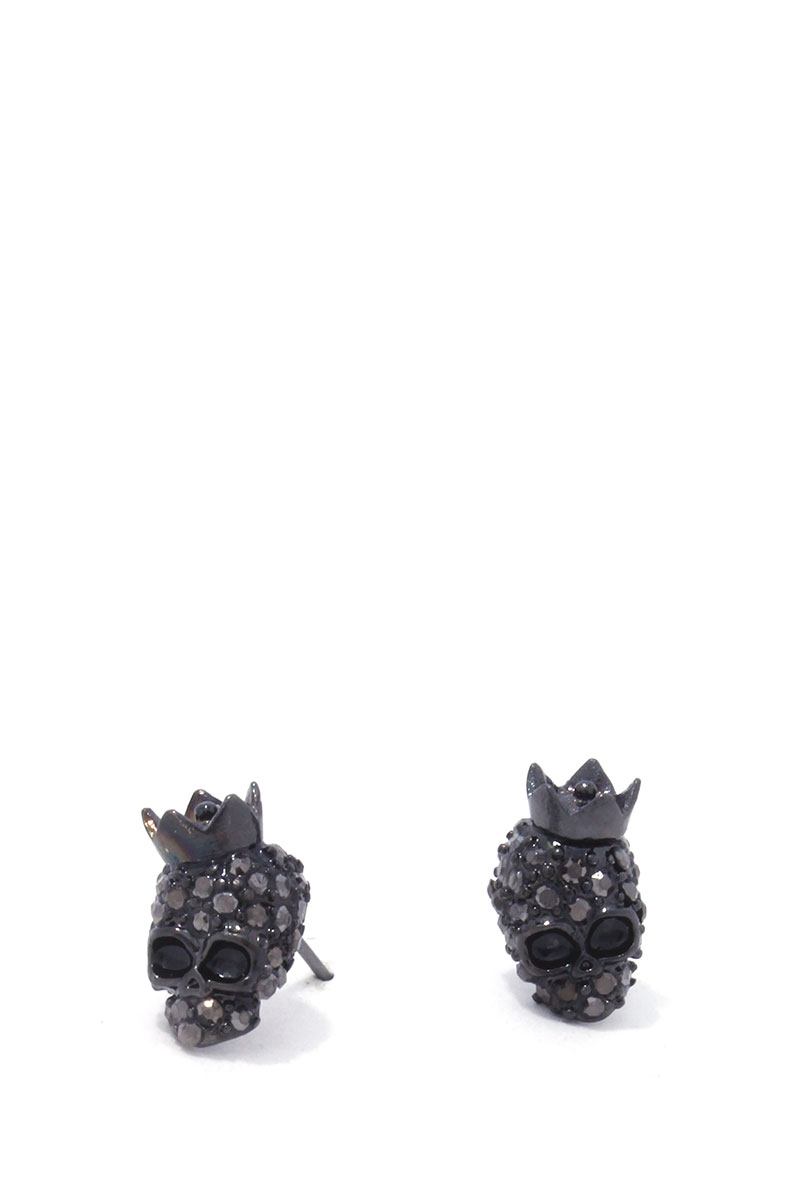 Rhinestone Skull Crown Stud Earring