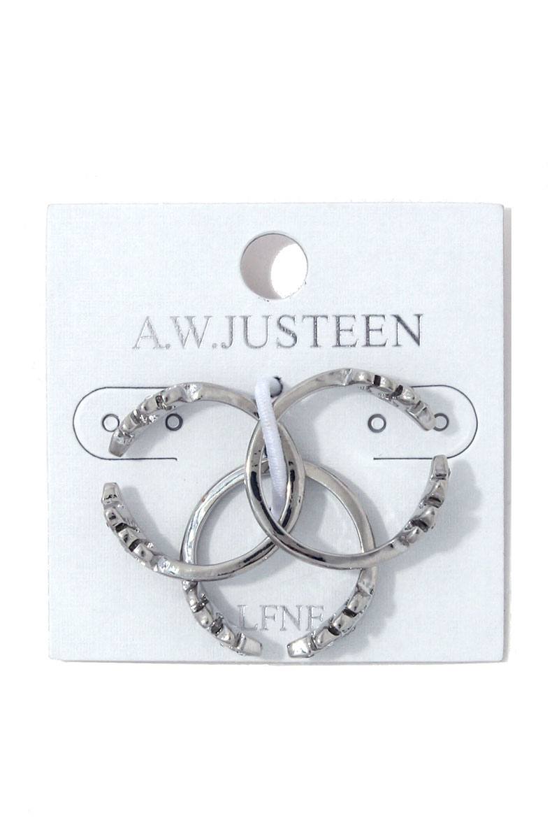 Rhinestone Leaf Ended Cuff Ring Set