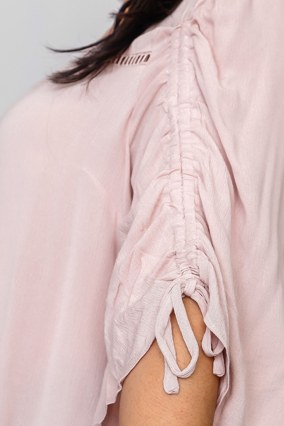 Plus Size Drawstring Sleeve Top
