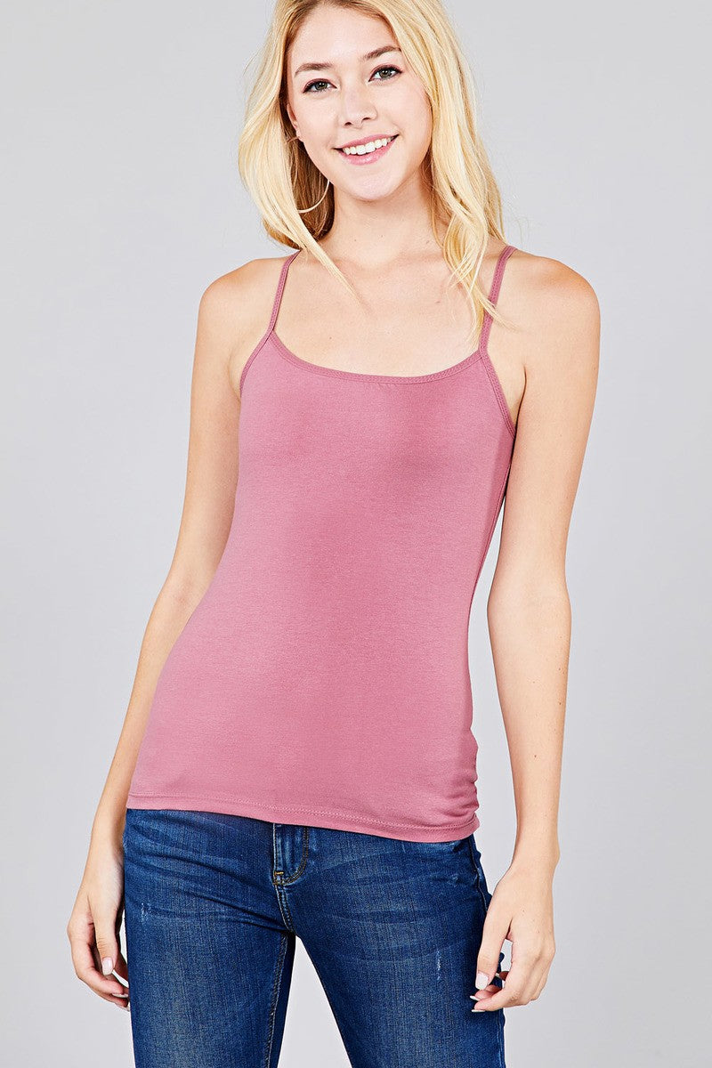 Cropped Cami Tank W/ Adjustable Spaghetti Straps