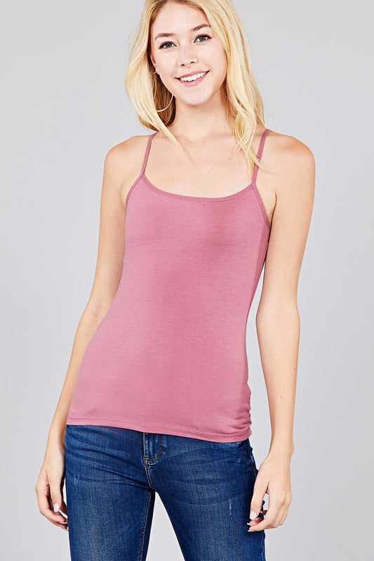 Cropped Cami Tank W/ Adjustable Spaghetti Straps