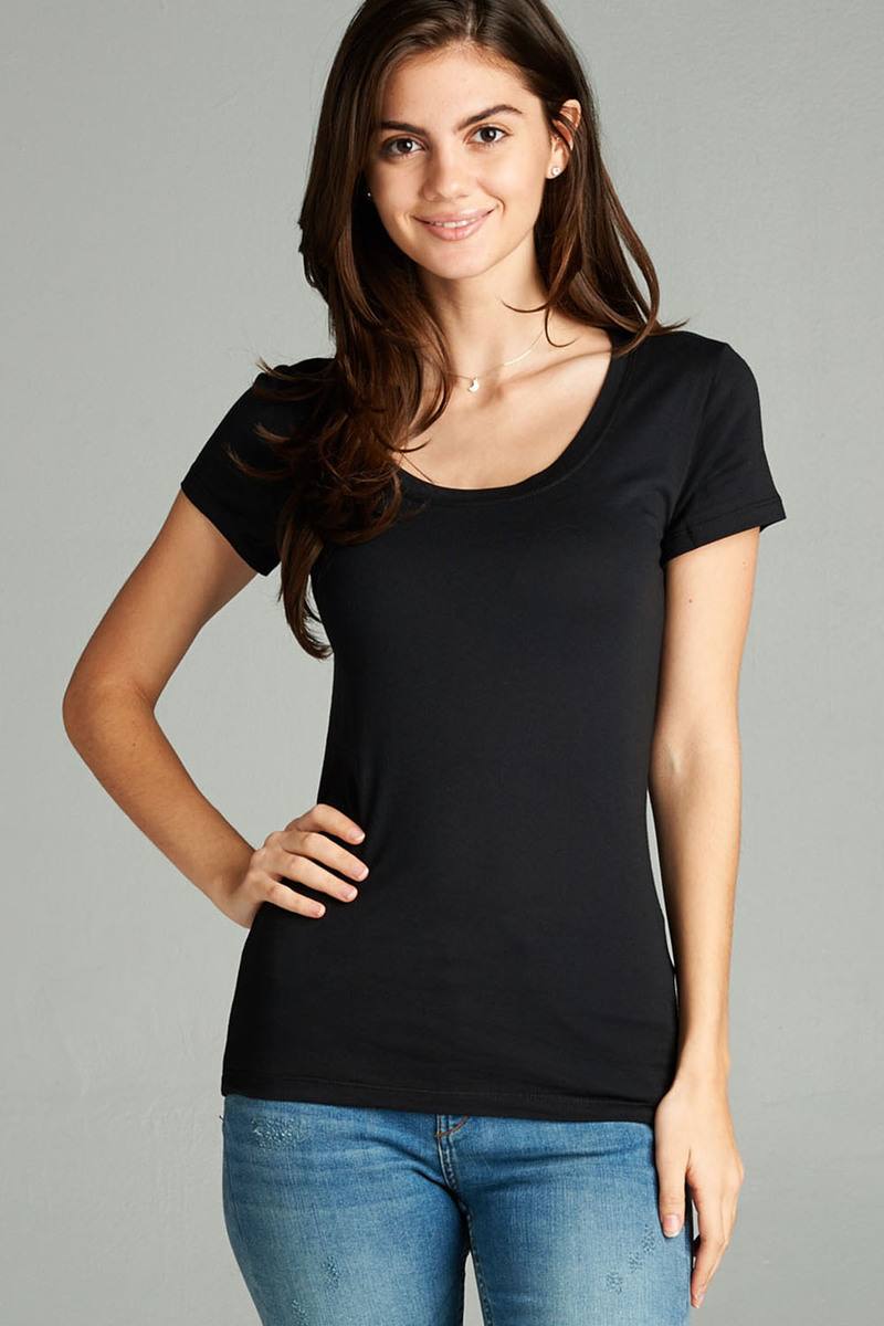 Basic Short Sleeve Scoop-neck Tee